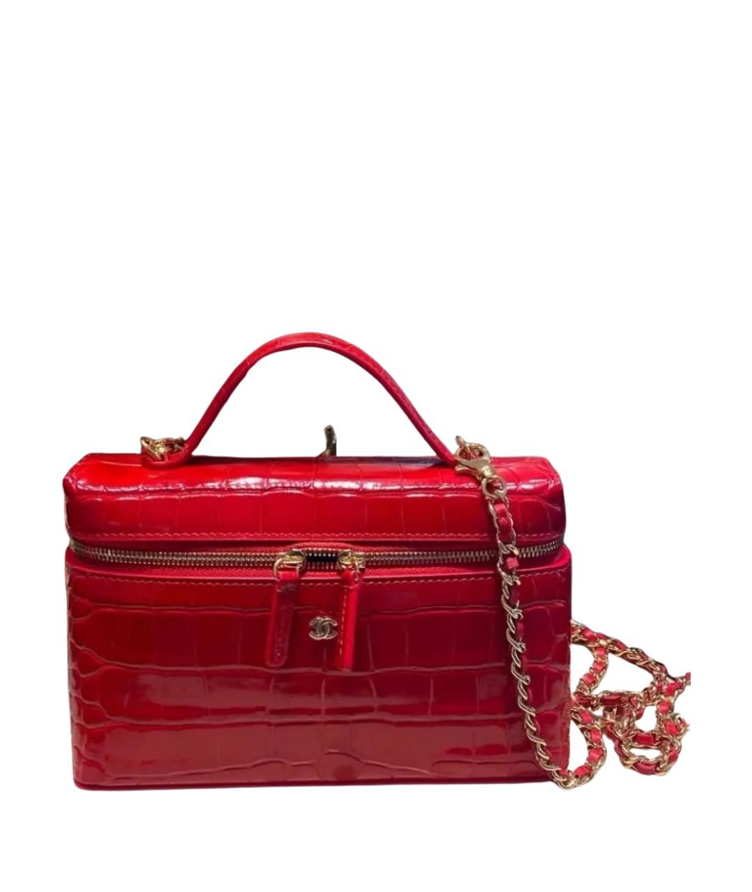 CHANEL Красная сумка с короткими ручками из лакированной кожи, фото 1