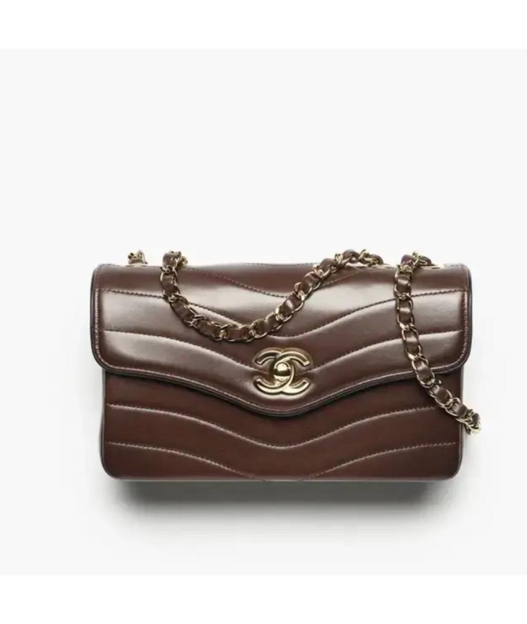 CHANEL Коричневая кожаная сумка через плечо, фото 6