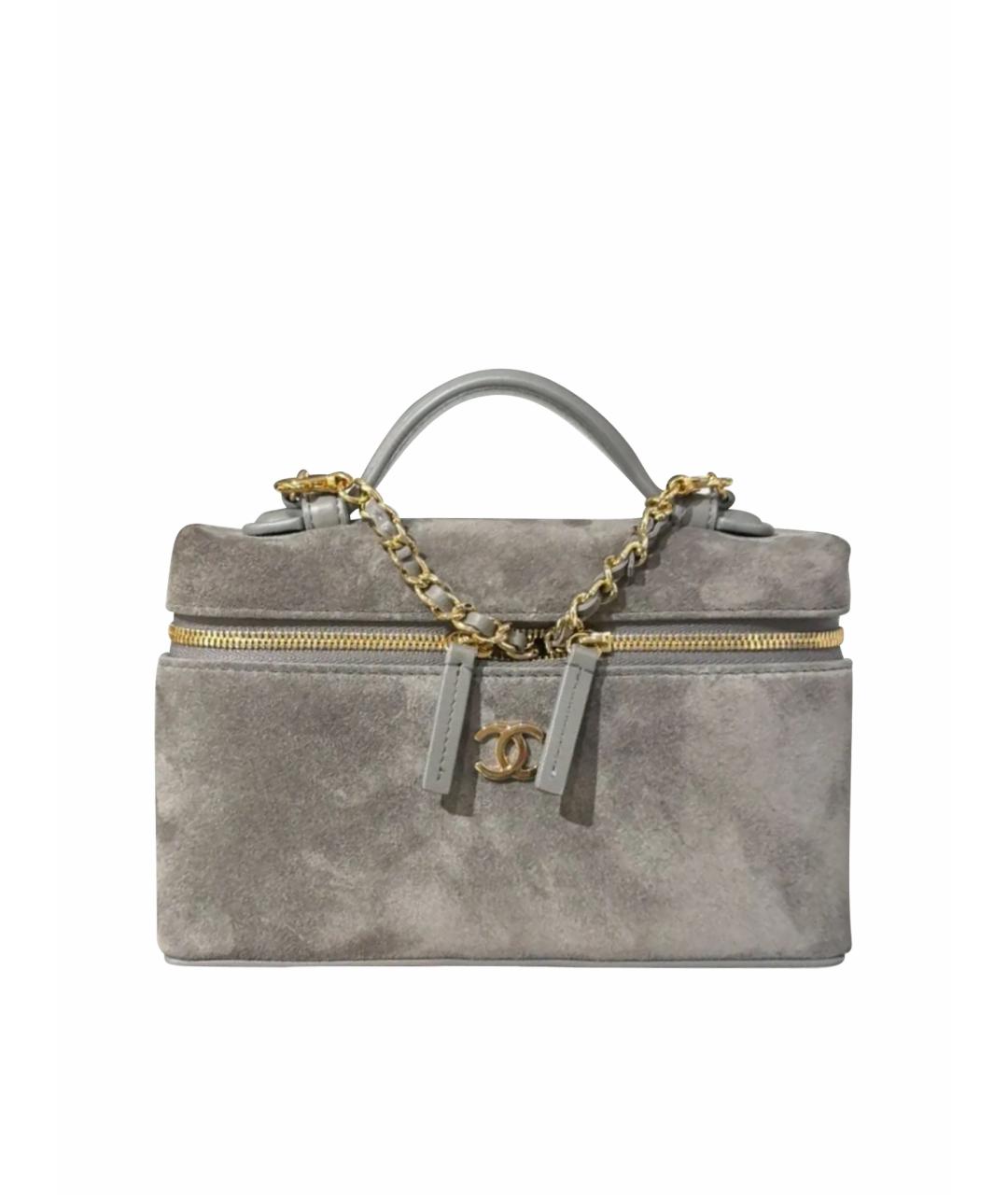 CHANEL Серая замшевая сумка с короткими ручками, фото 1