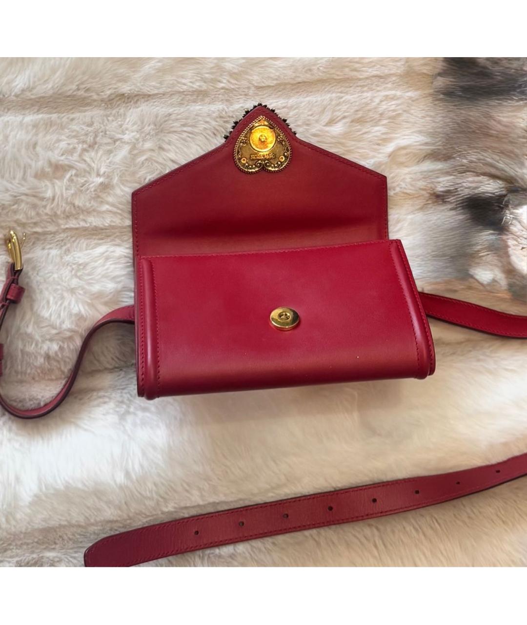 DOLCE&GABBANA Красная кожаная поясная сумка, фото 4