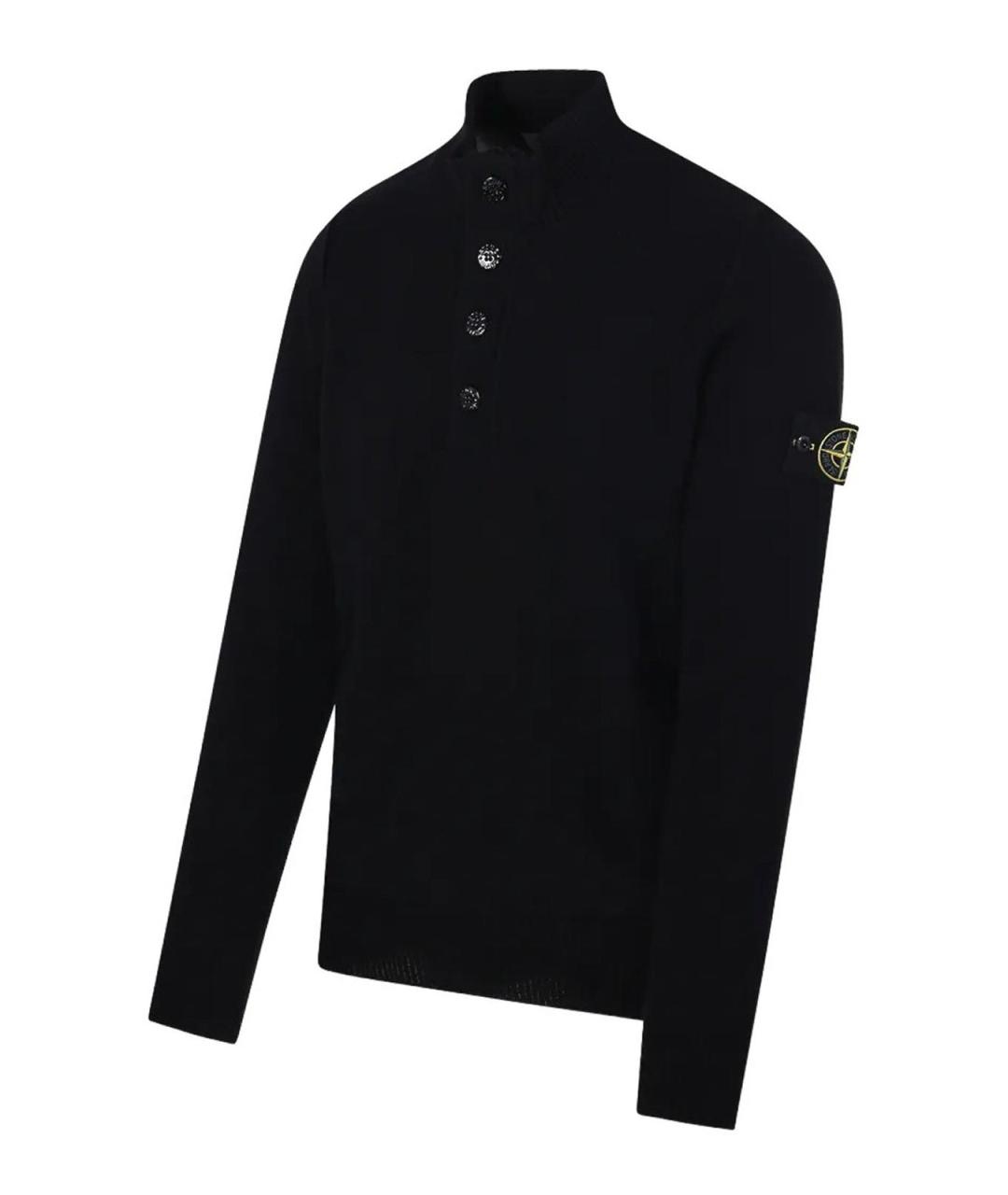 STONE ISLAND Черная шерстяная водолазка, фото 3