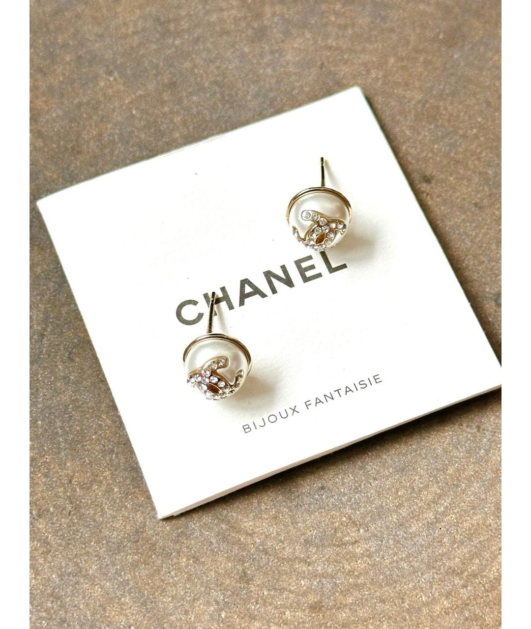 CHANEL Бежевые серьги, фото 8