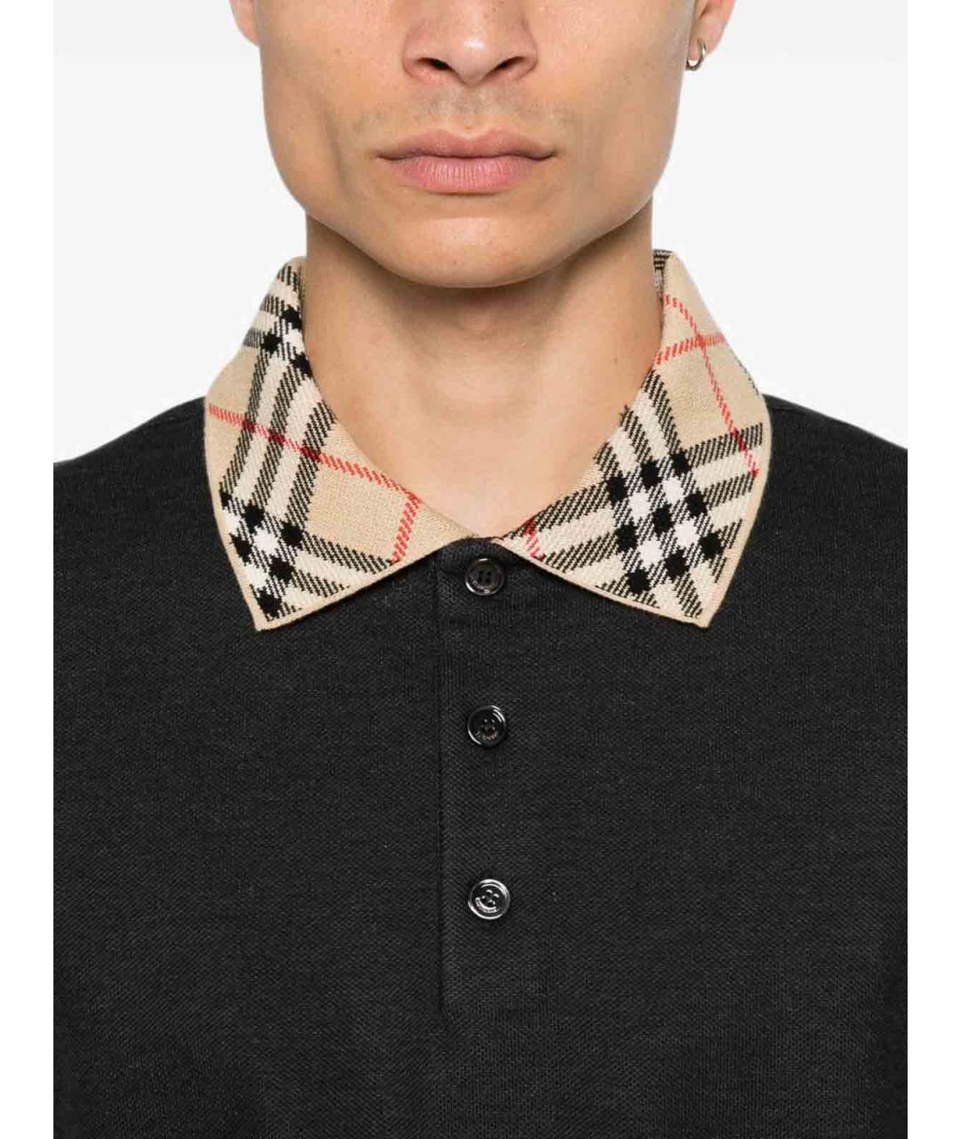 BURBERRY Синее хлопковое поло с коротким рукавом, фото 4