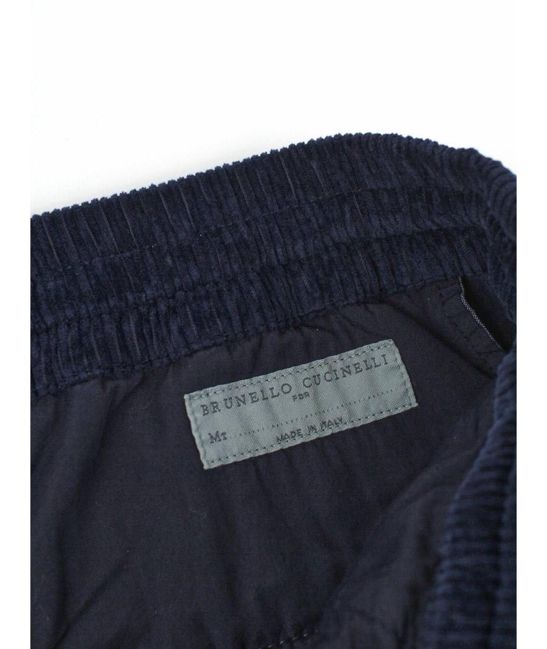 BRUNELLO CUCINELLI Темно-синие хлопковые повседневные брюки, фото 8