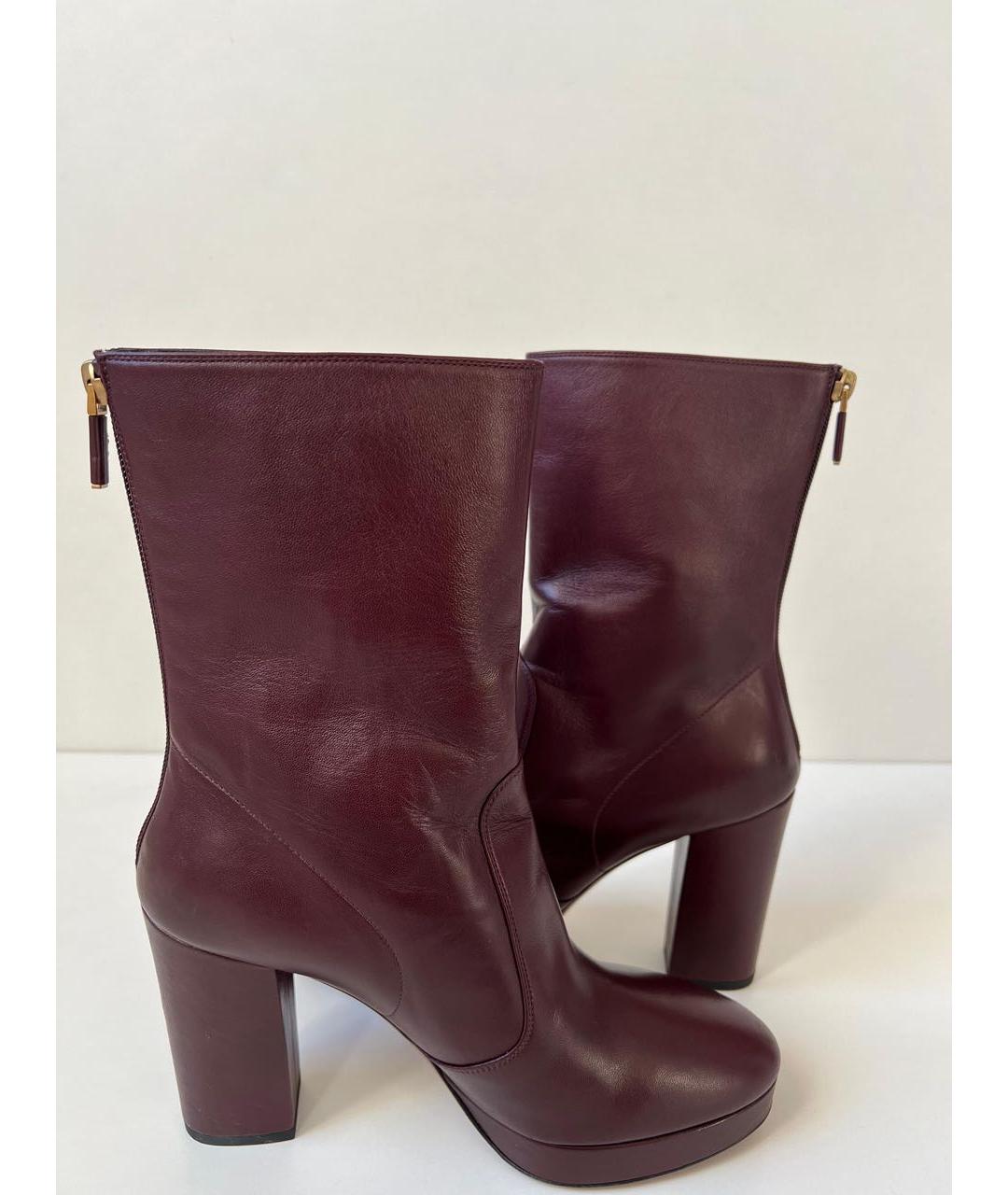 CHRISTIAN DIOR Бордовые кожаные полусапоги, фото 4