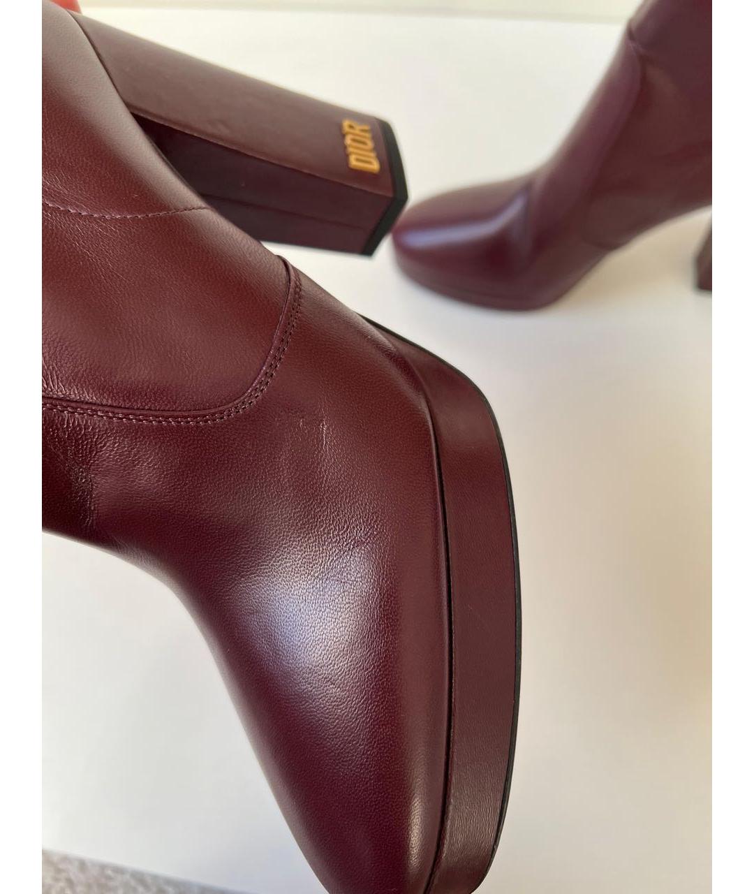 CHRISTIAN DIOR Бордовые кожаные полусапоги, фото 6