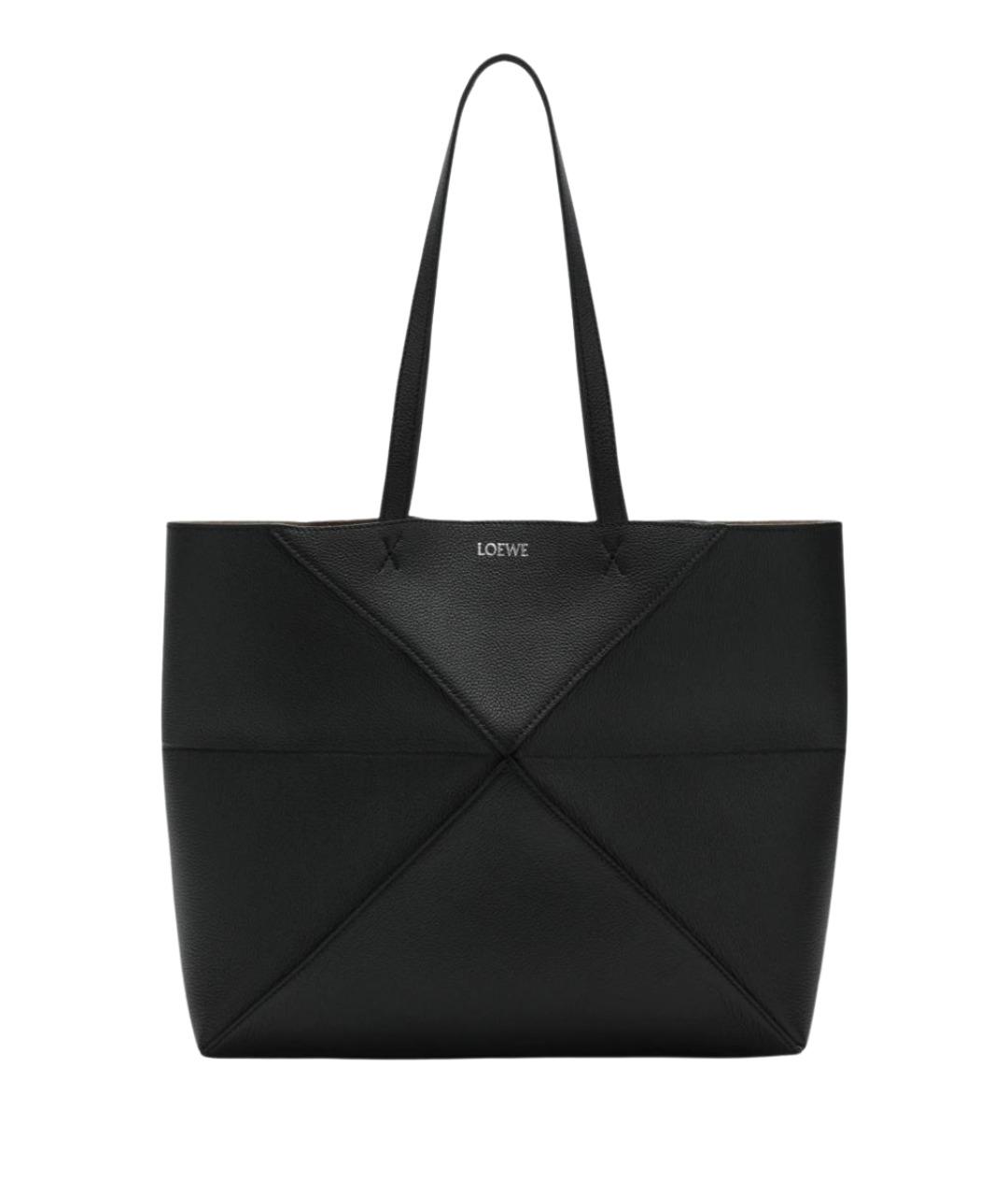 LOEWE Черная кожаная сумка тоут, фото 1