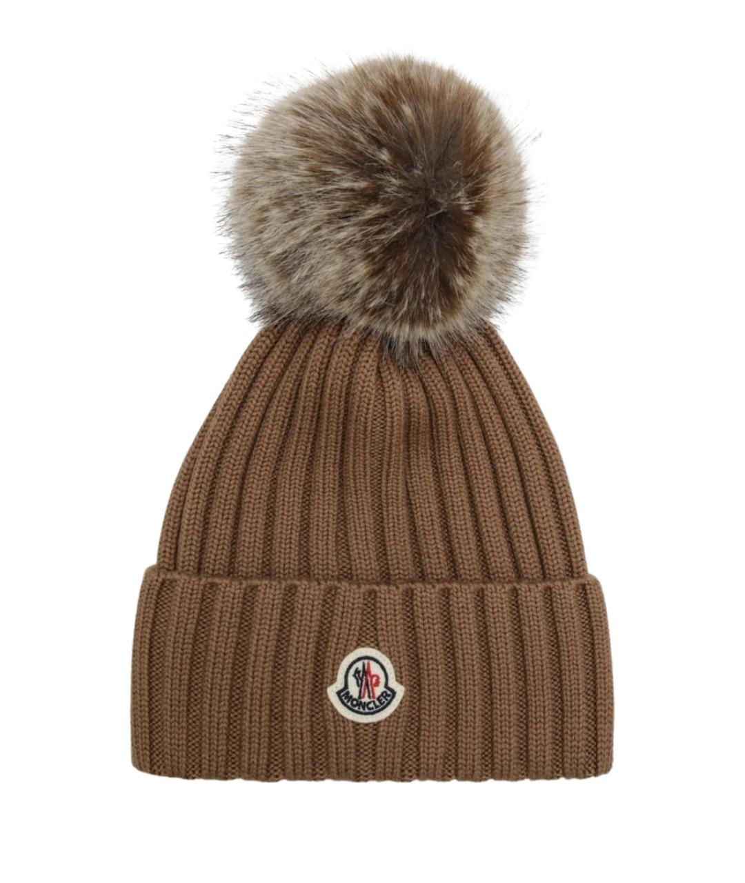MONCLER Бежевая шерстяная шапка, фото 1