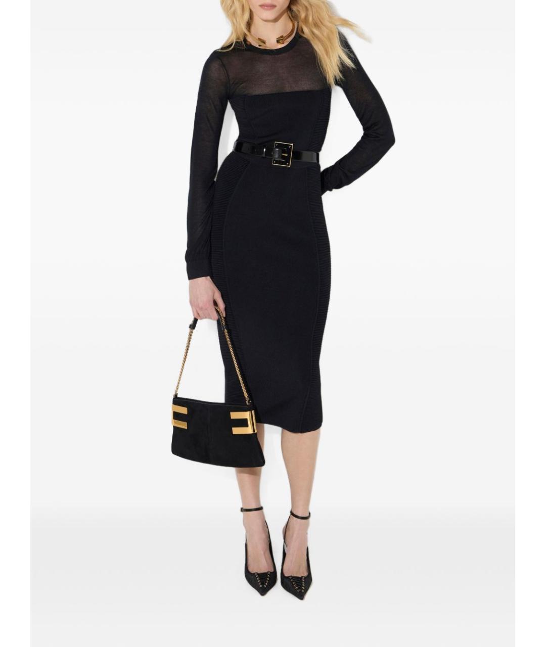 ELISABETTA FRANCHI Черное вискозное повседневное платье, фото 4