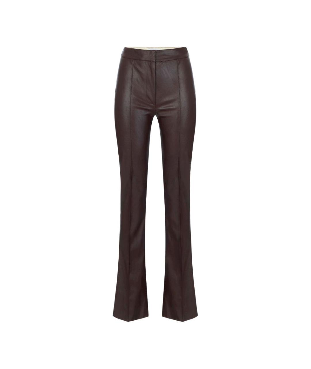 ELISABETTA FRANCHI Коричневые полиэстеровые прямые брюки, фото 1
