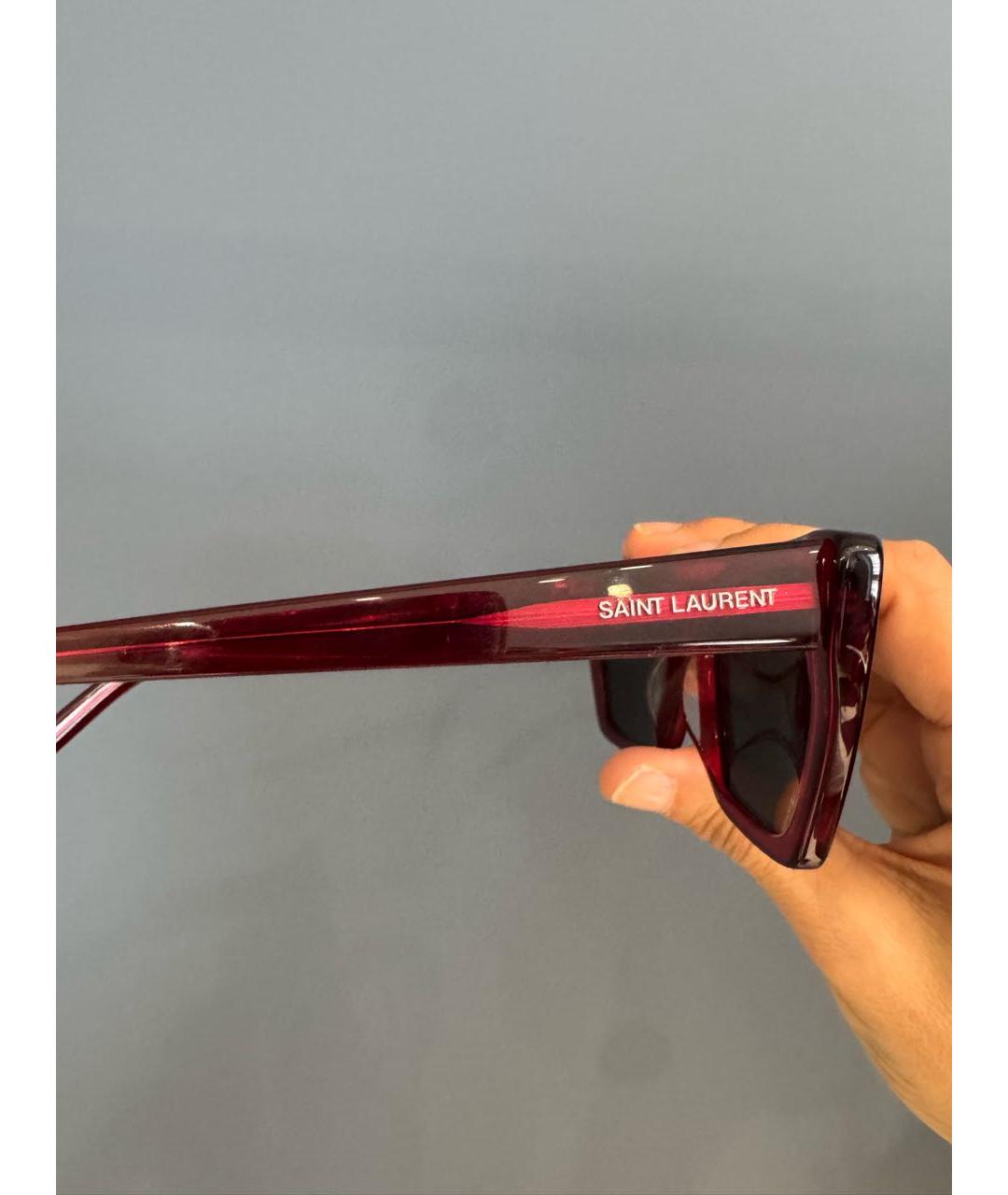 SAINT LAURENT Бордовые пластиковые солнцезащитные очки, фото 4