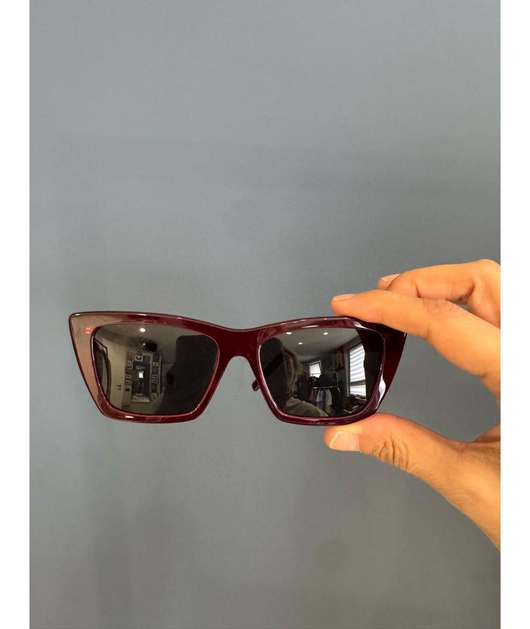 SAINT LAURENT Бордовые пластиковые солнцезащитные очки, фото 2