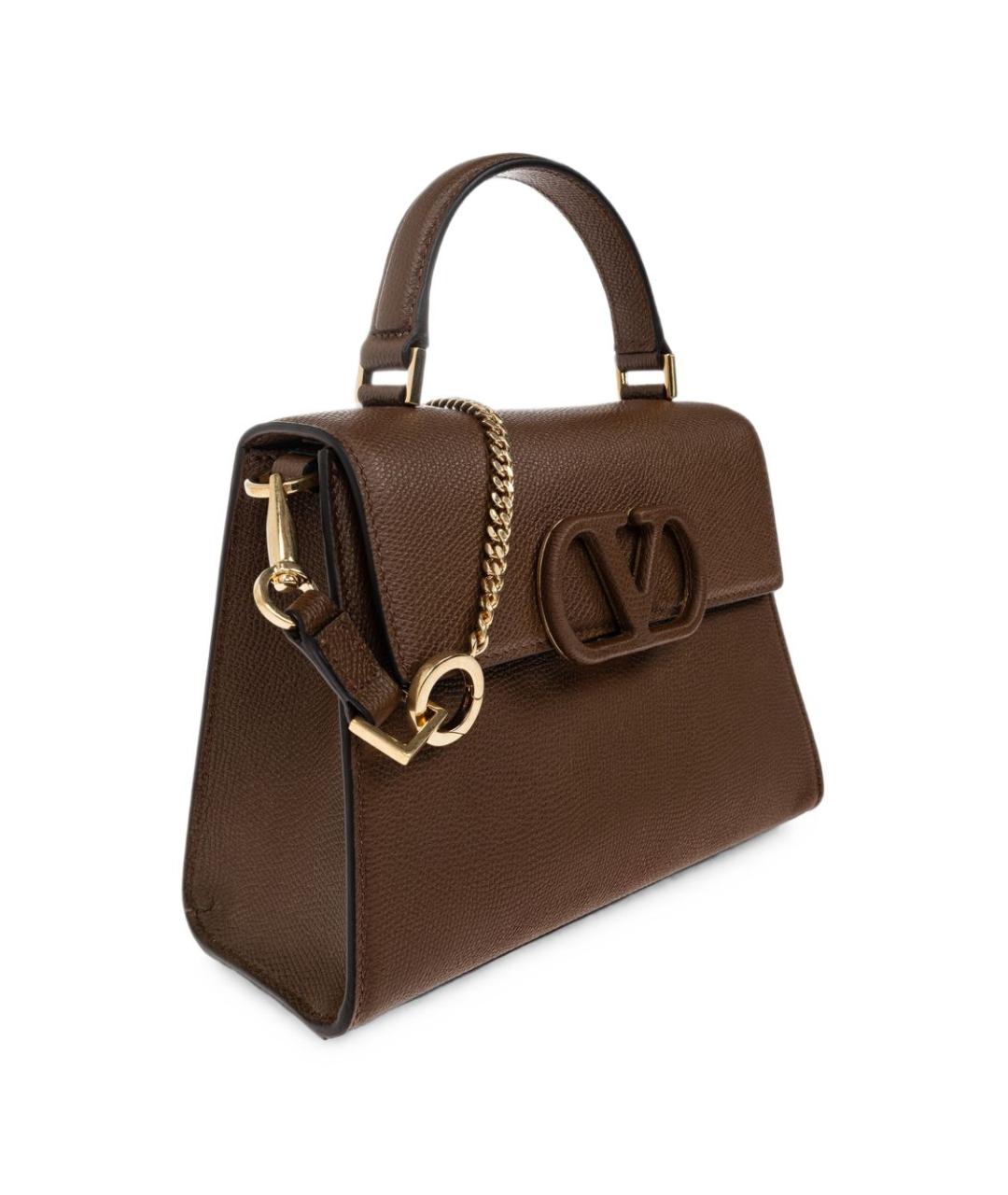 VALENTINO Коричневая кожаная сумка тоут, фото 7