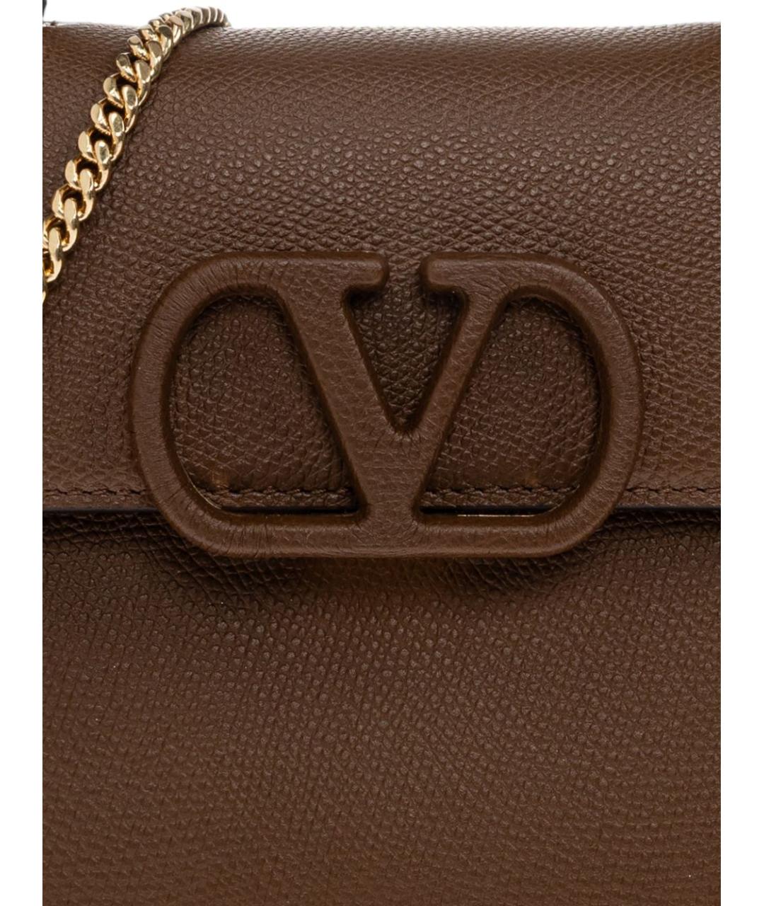 VALENTINO Коричневая кожаная сумка тоут, фото 3