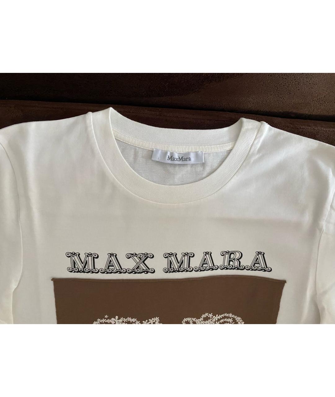 MAX MARA Белая хлопковая футболка, фото 3
