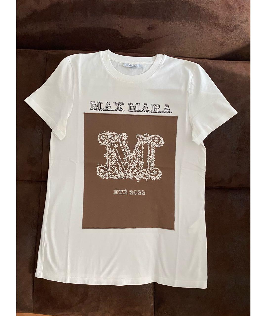 MAX MARA Белая хлопковая футболка, фото 4