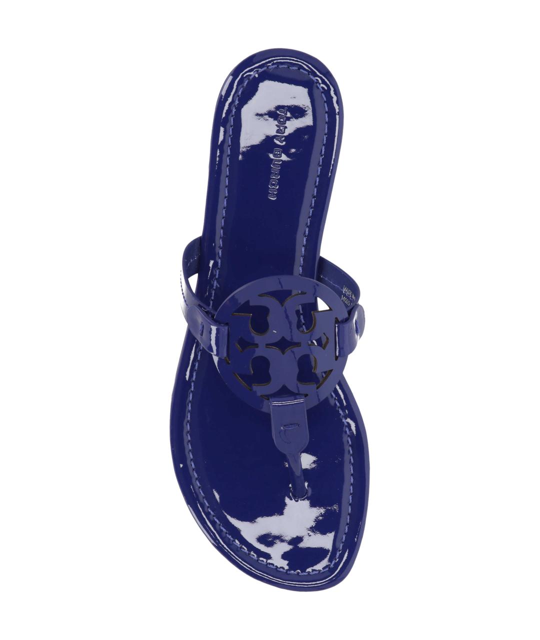 TORY BURCH Синие кожаные шлепанцы, фото 4