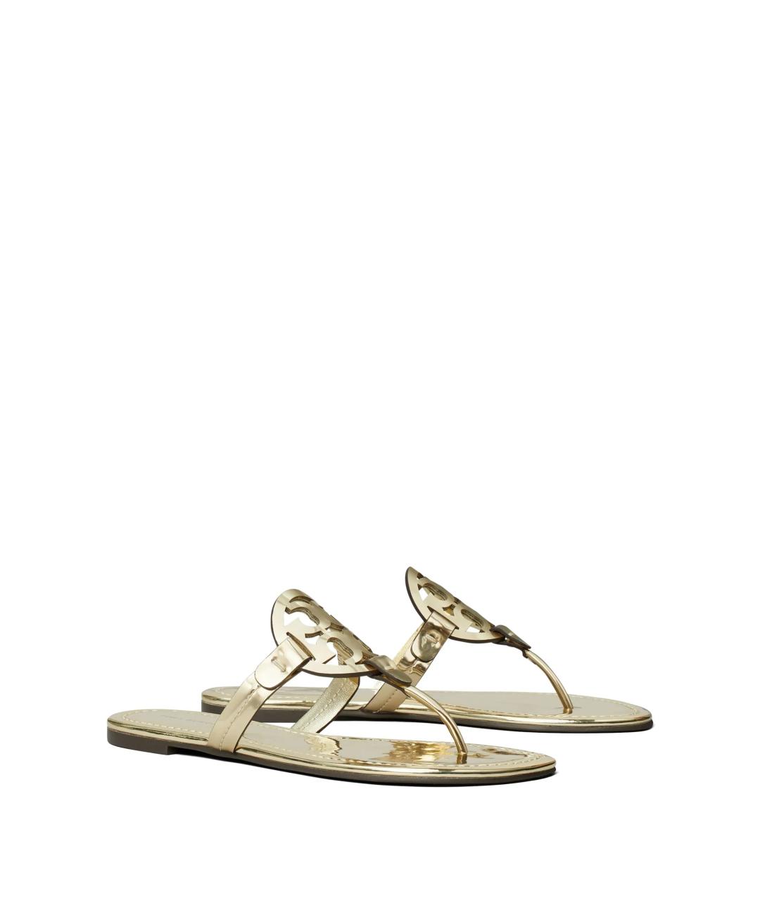TORY BURCH Золотые шлепанцы, фото 3