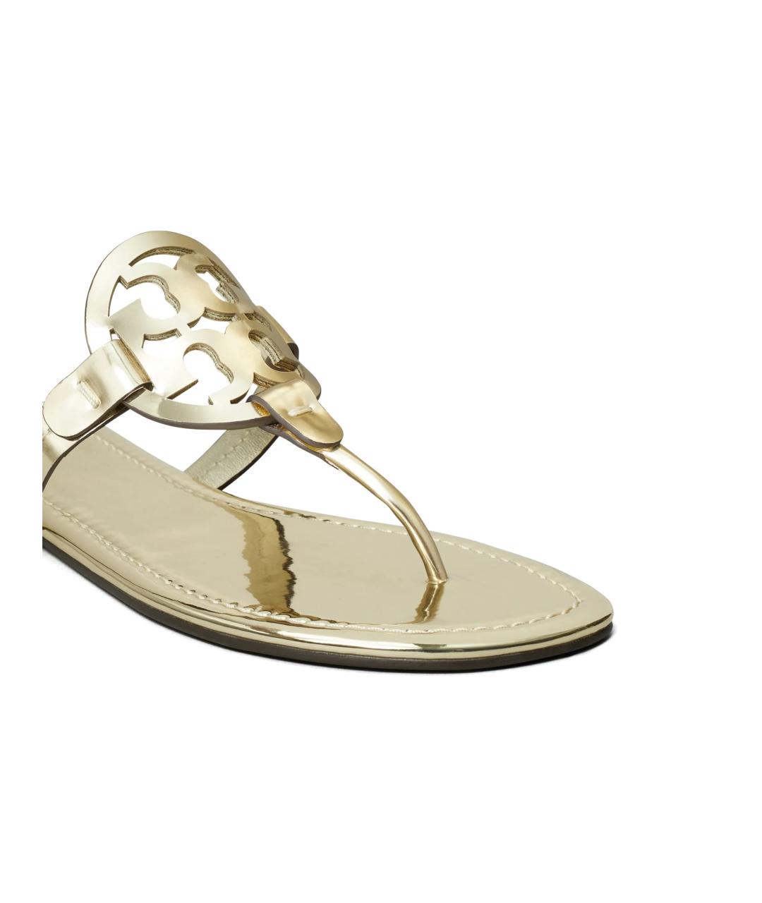 TORY BURCH Золотые шлепанцы, фото 2