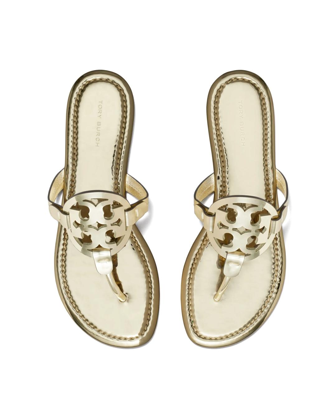 TORY BURCH Золотые шлепанцы, фото 4