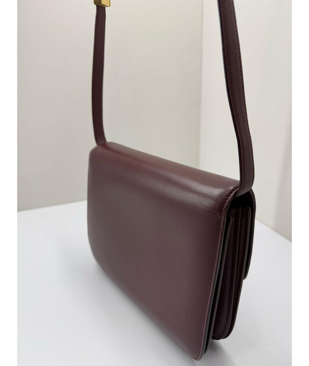 CELINE Бордовая кожаная сумка через плечо, фото 3