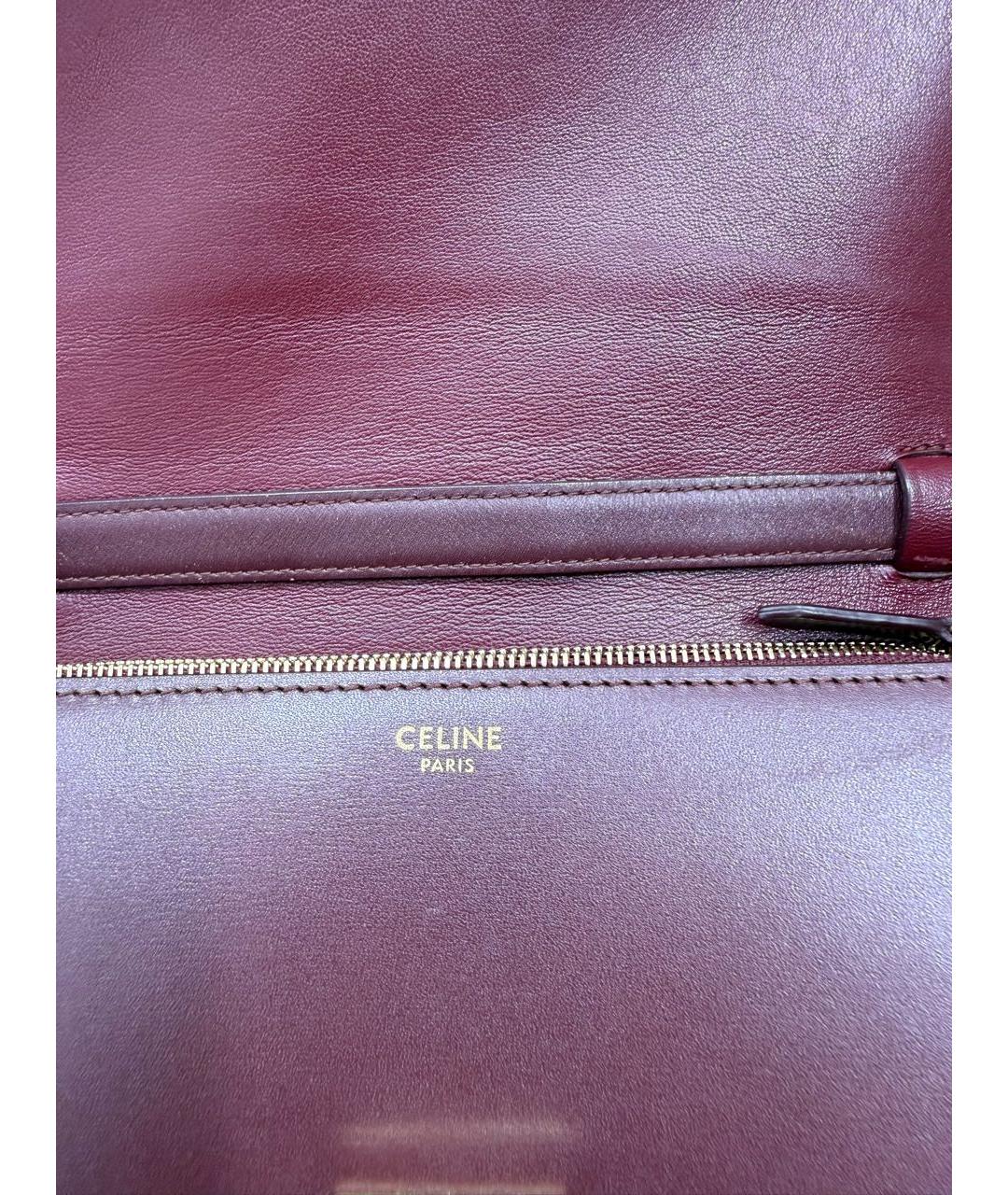 CELINE Бордовая кожаная сумка через плечо, фото 7