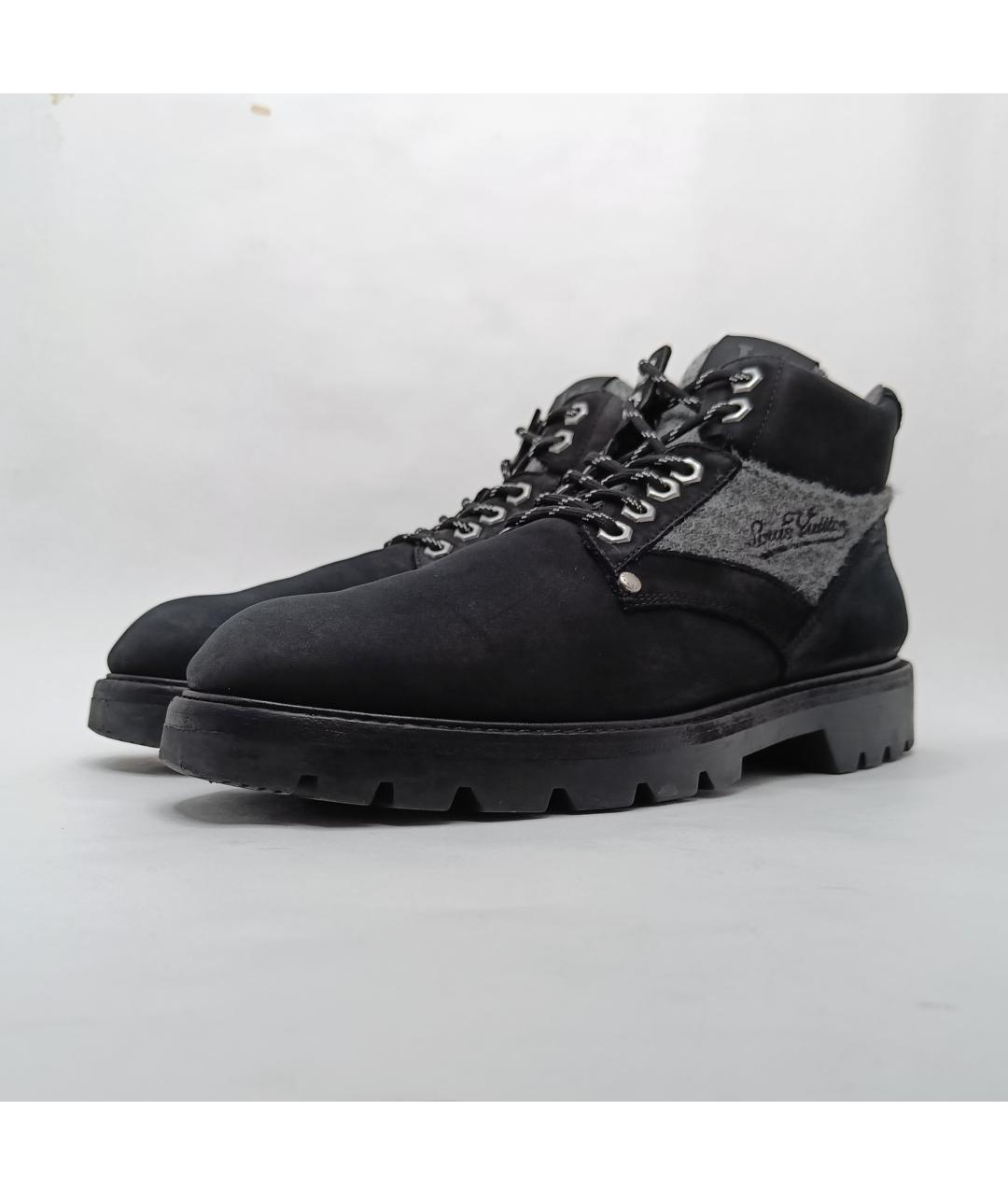LOUIS VUITTON PRE-OWNED Черные нубуковые высокие ботинки, фото 8