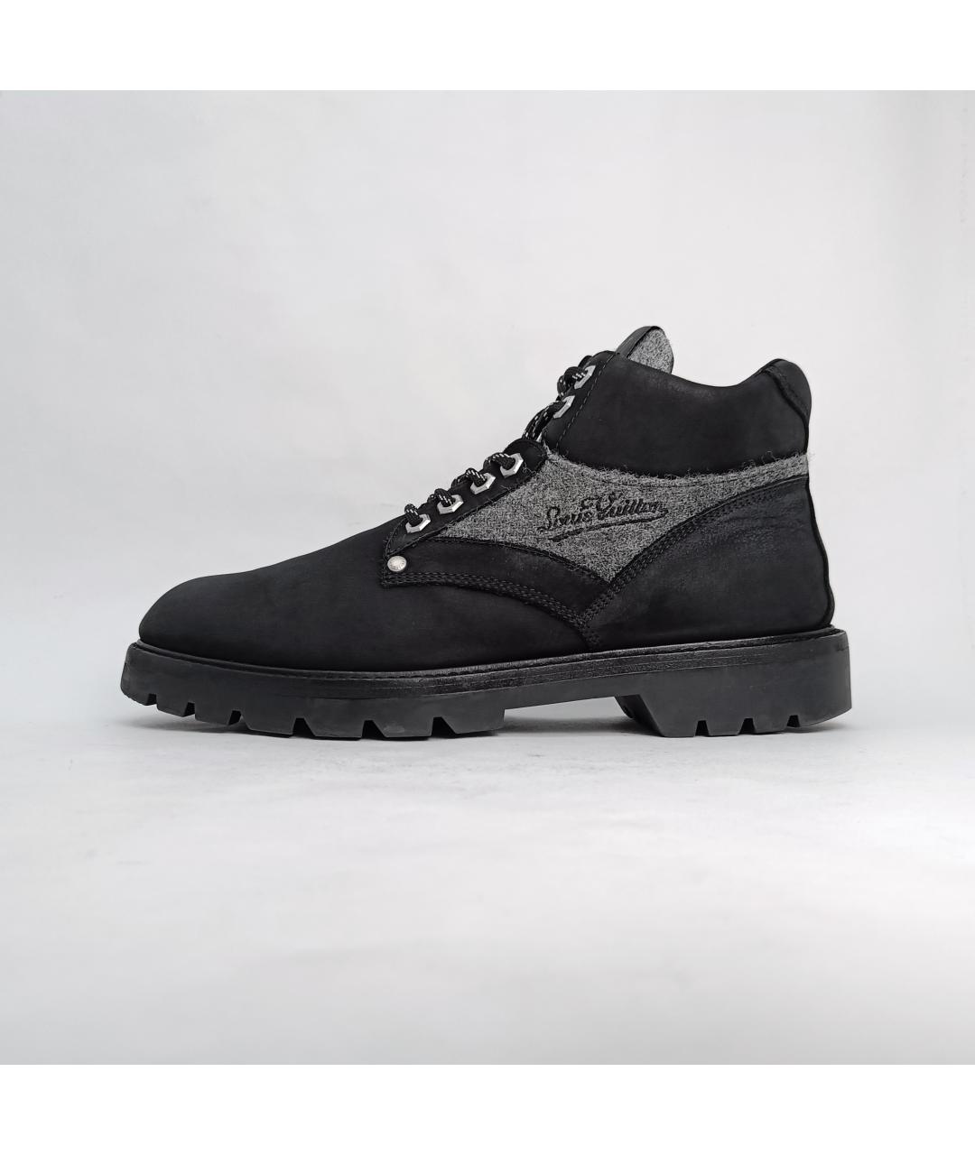 LOUIS VUITTON PRE-OWNED Черные нубуковые высокие ботинки, фото 3