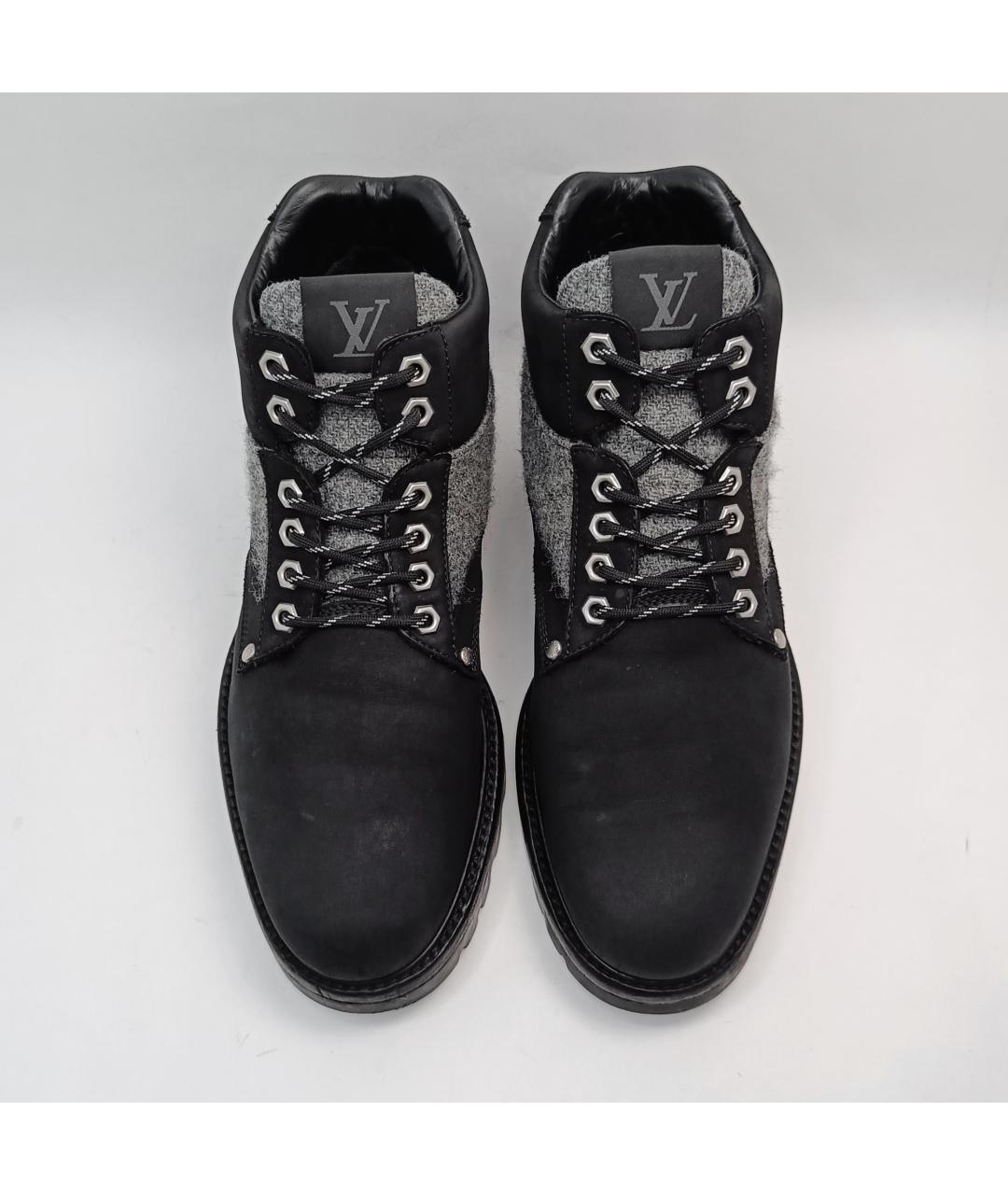LOUIS VUITTON PRE-OWNED Черные нубуковые высокие ботинки, фото 5