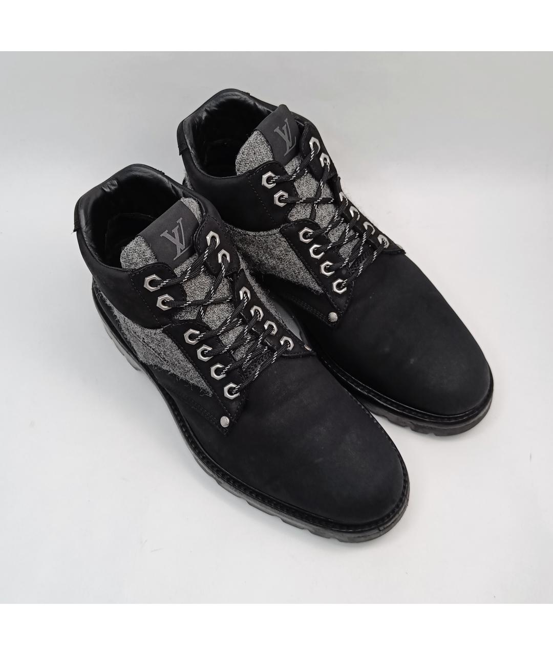 LOUIS VUITTON PRE-OWNED Черные нубуковые высокие ботинки, фото 4