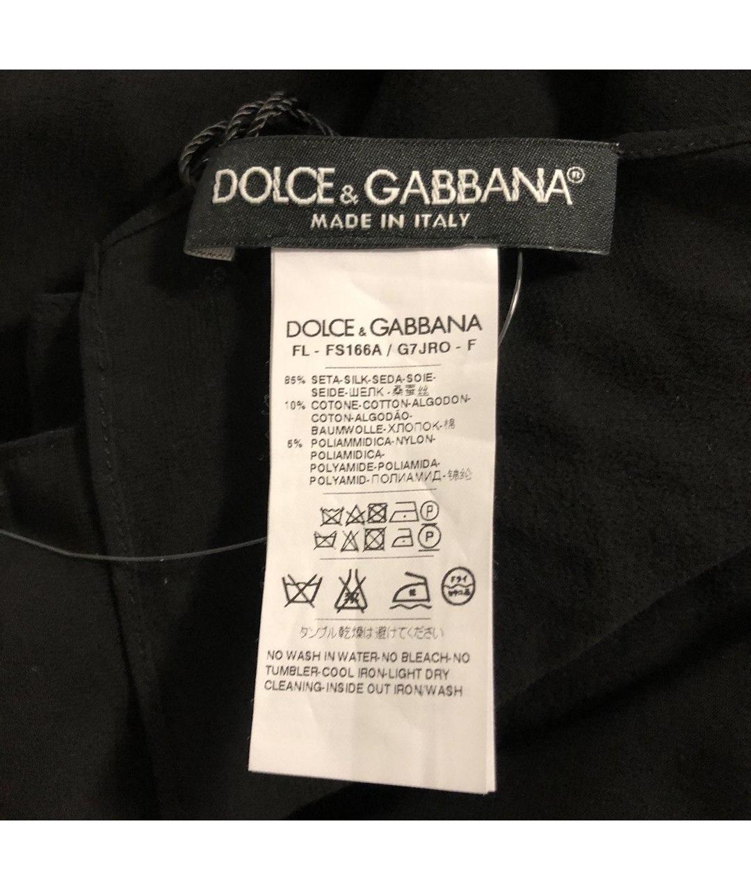 DOLCE&GABBANA Черный шелковый шарф, фото 3