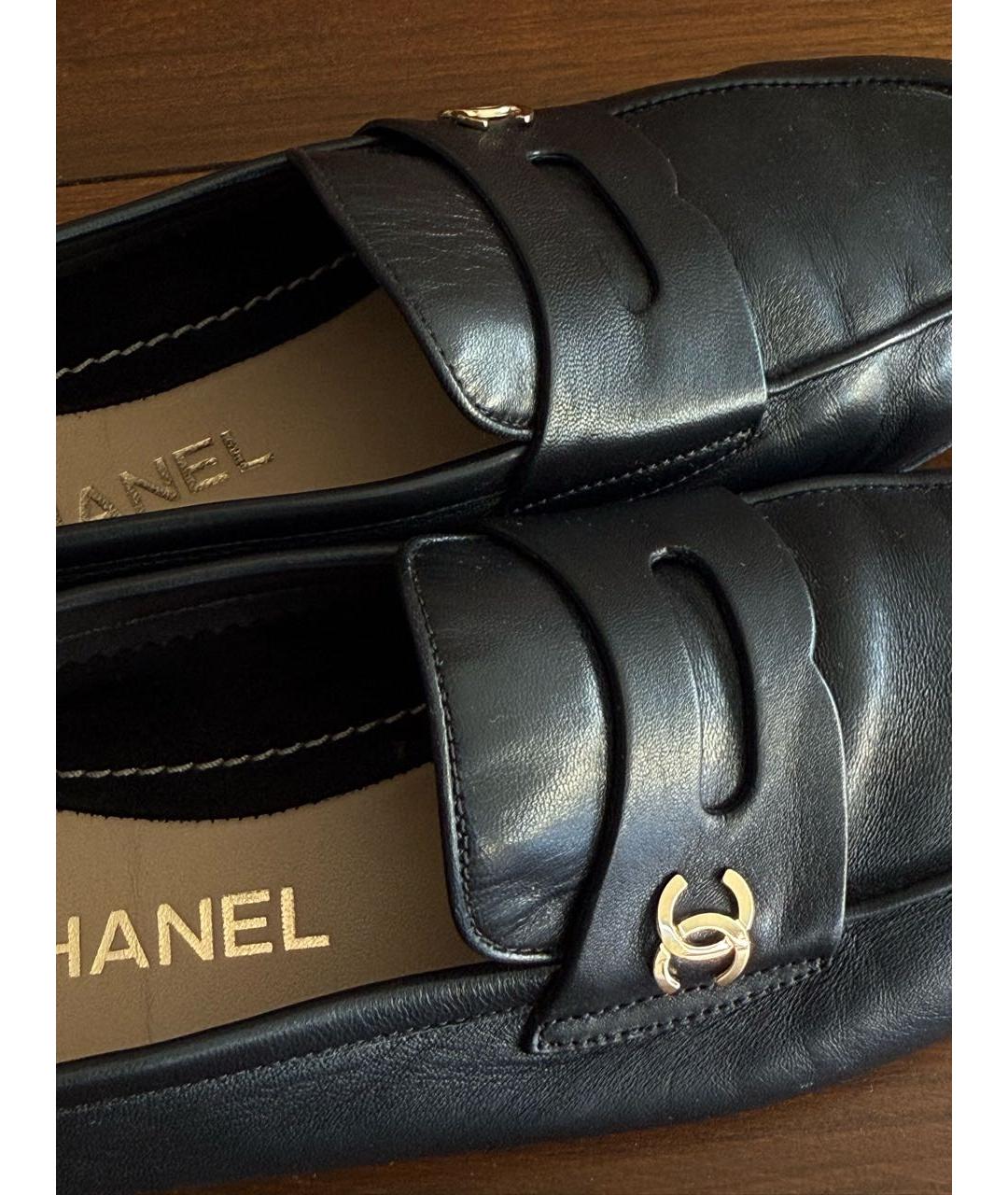 CHANEL Черные кожаные лоферы, фото 4