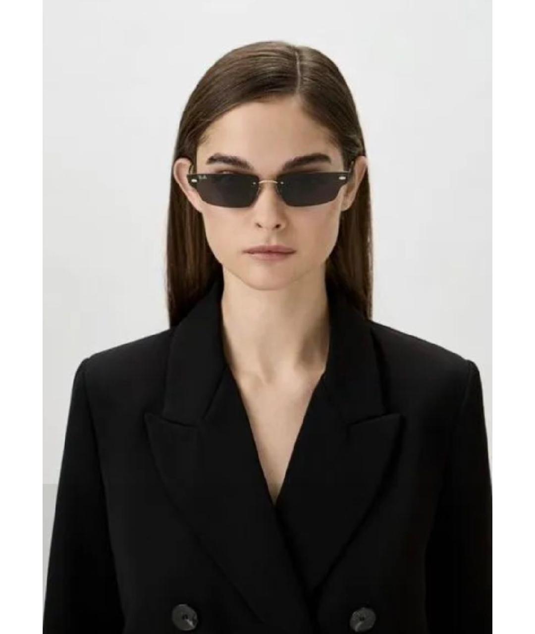 RAY BAN Черные металлические солнцезащитные очки, фото 6