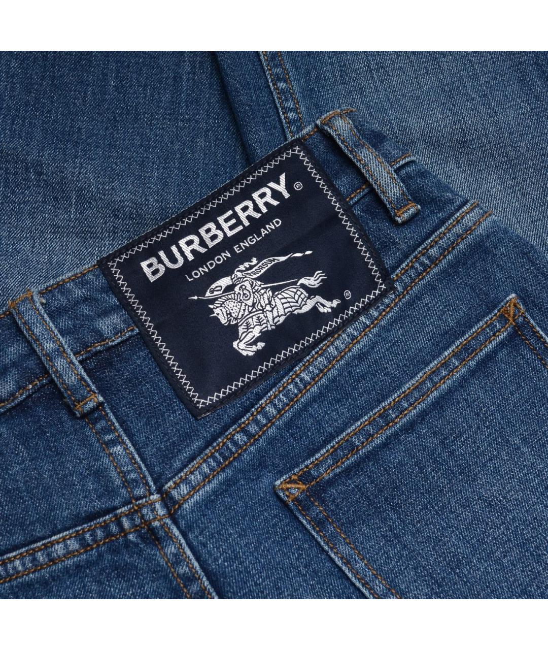 BURBERRY Синие хлопко-эластановые джинсы слим, фото 7