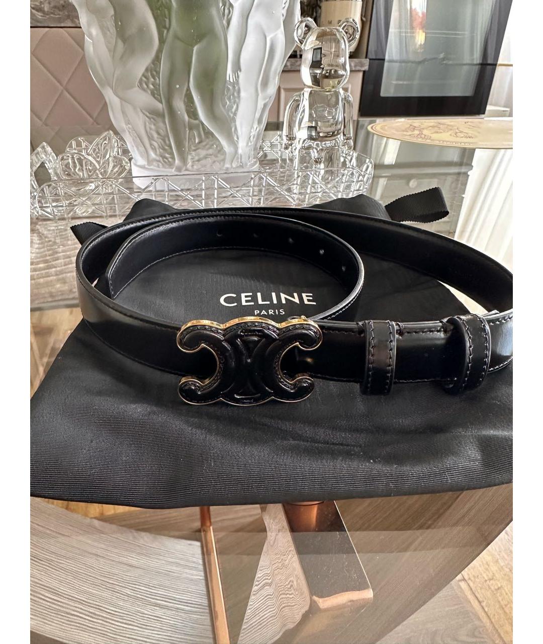 CELINE Черный кожаный ремень, фото 5