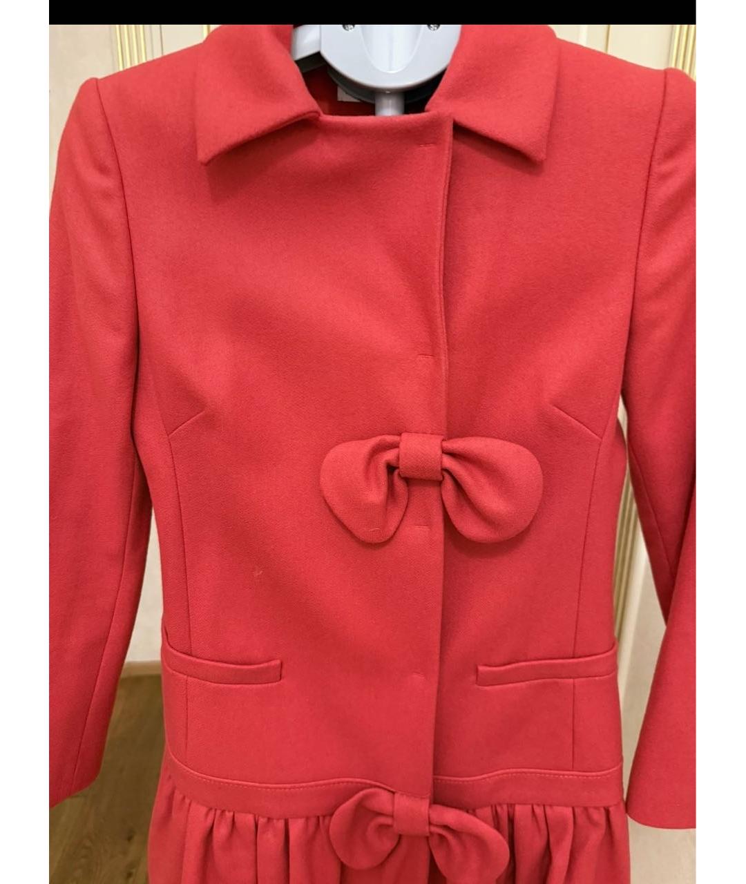 RED VALENTINO Красное шерстяное пальто, фото 4