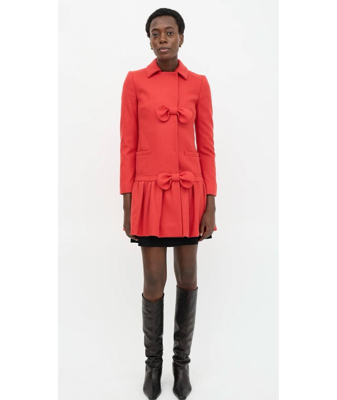 RED VALENTINO Красное шерстяное пальто, фото 8