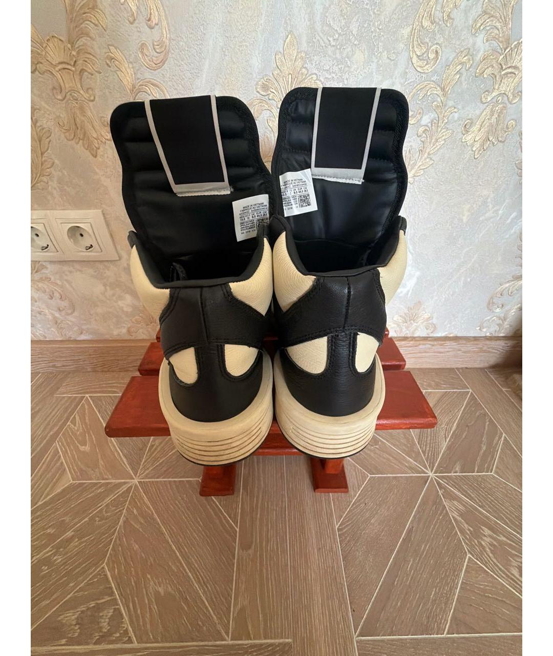 RICK OWENS Черные кожаные высокие кроссовки / кеды, фото 4