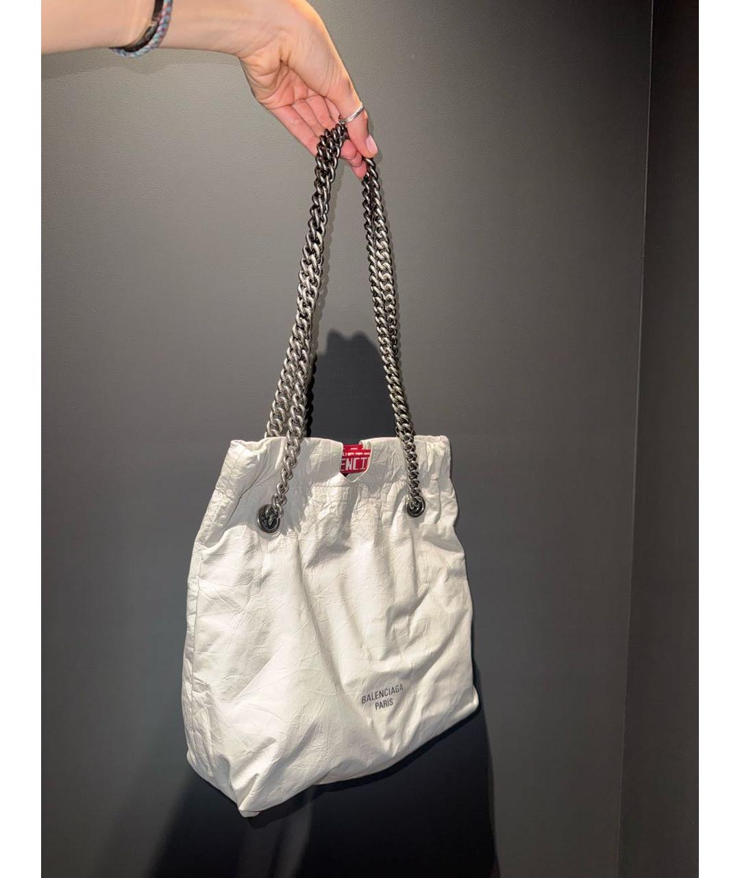 BALENCIAGA Белая кожаная сумка через плечо, фото 2