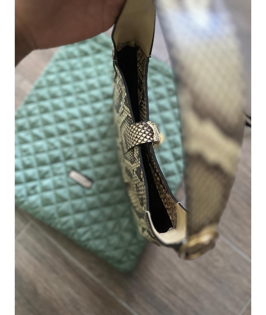 GUCCI Бежевая сумка через плечо из кожи питона, фото 2