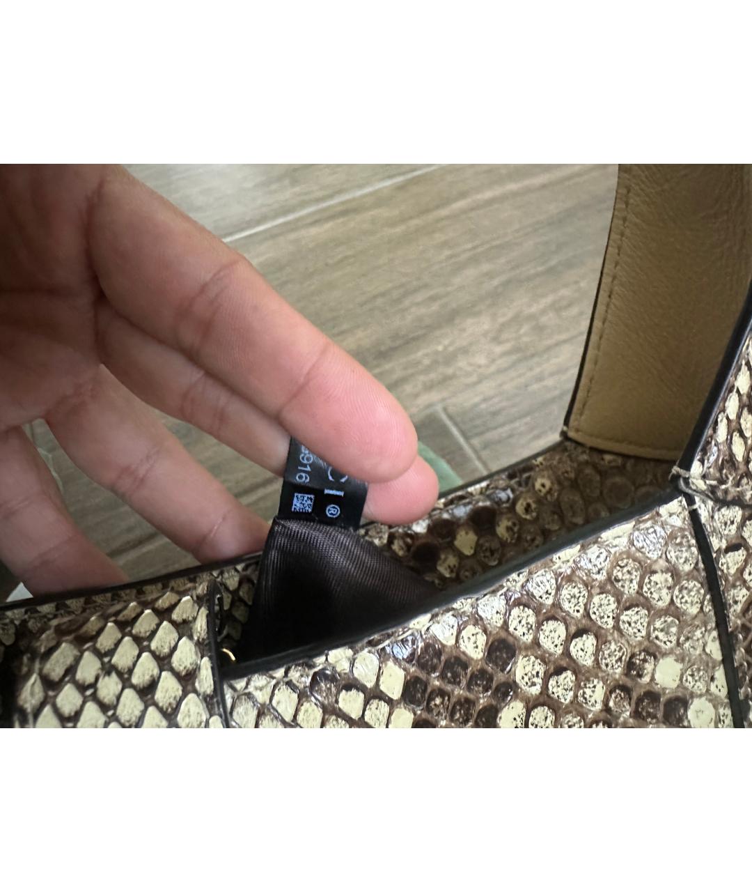 GUCCI Бежевая сумка через плечо из кожи питона, фото 5