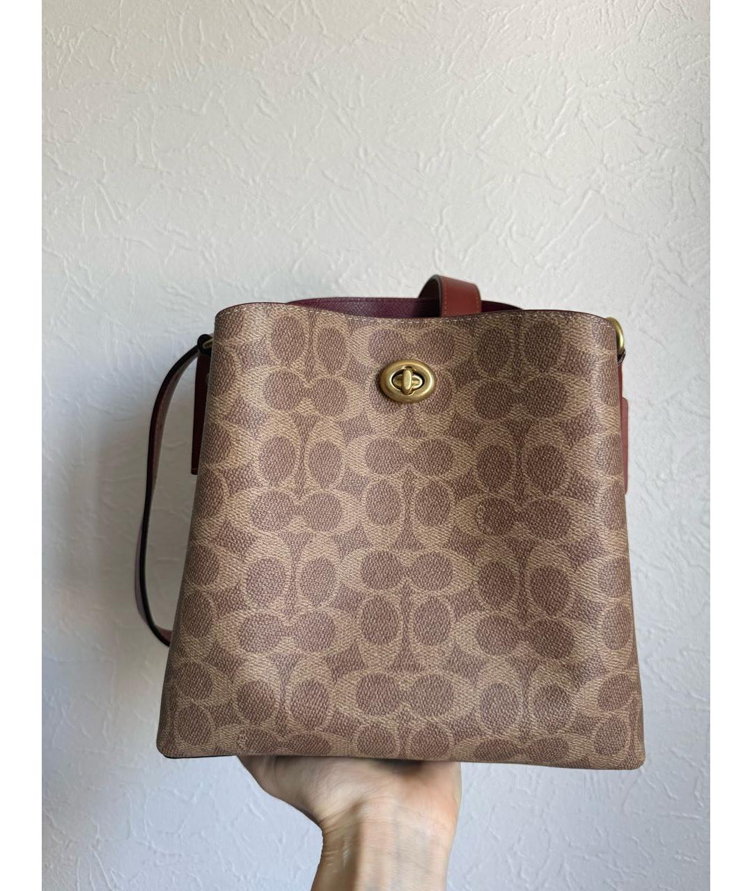 COACH Коричневая сумка тоут из канвы, фото 9