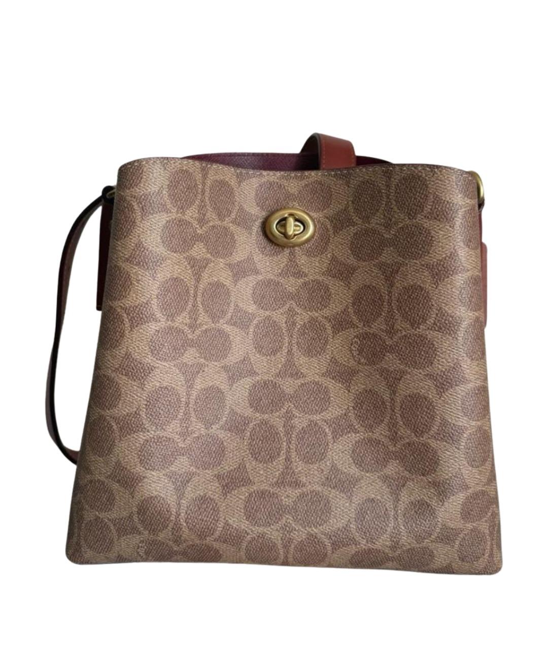 COACH Коричневая сумка тоут из канвы, фото 1