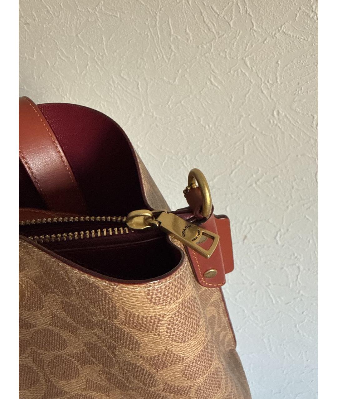 COACH Коричневая сумка тоут из канвы, фото 4
