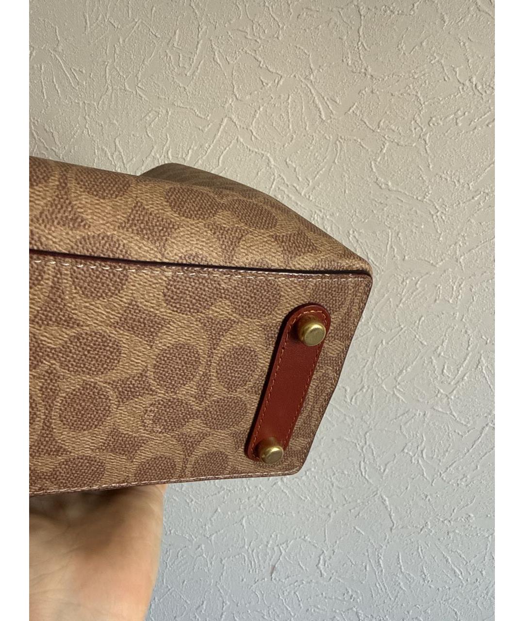 COACH Коричневая сумка тоут из канвы, фото 5