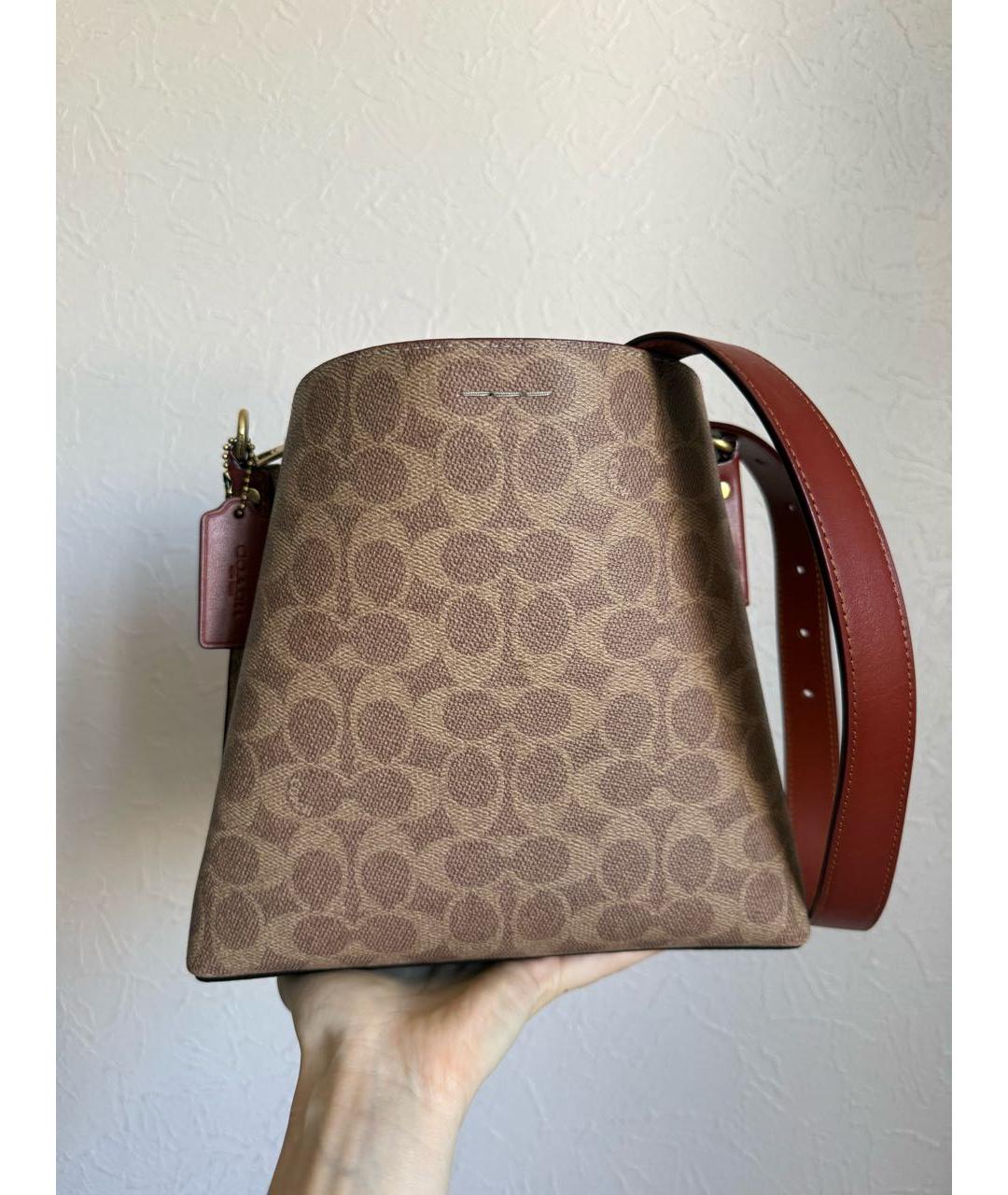 COACH Коричневая сумка тоут из канвы, фото 3