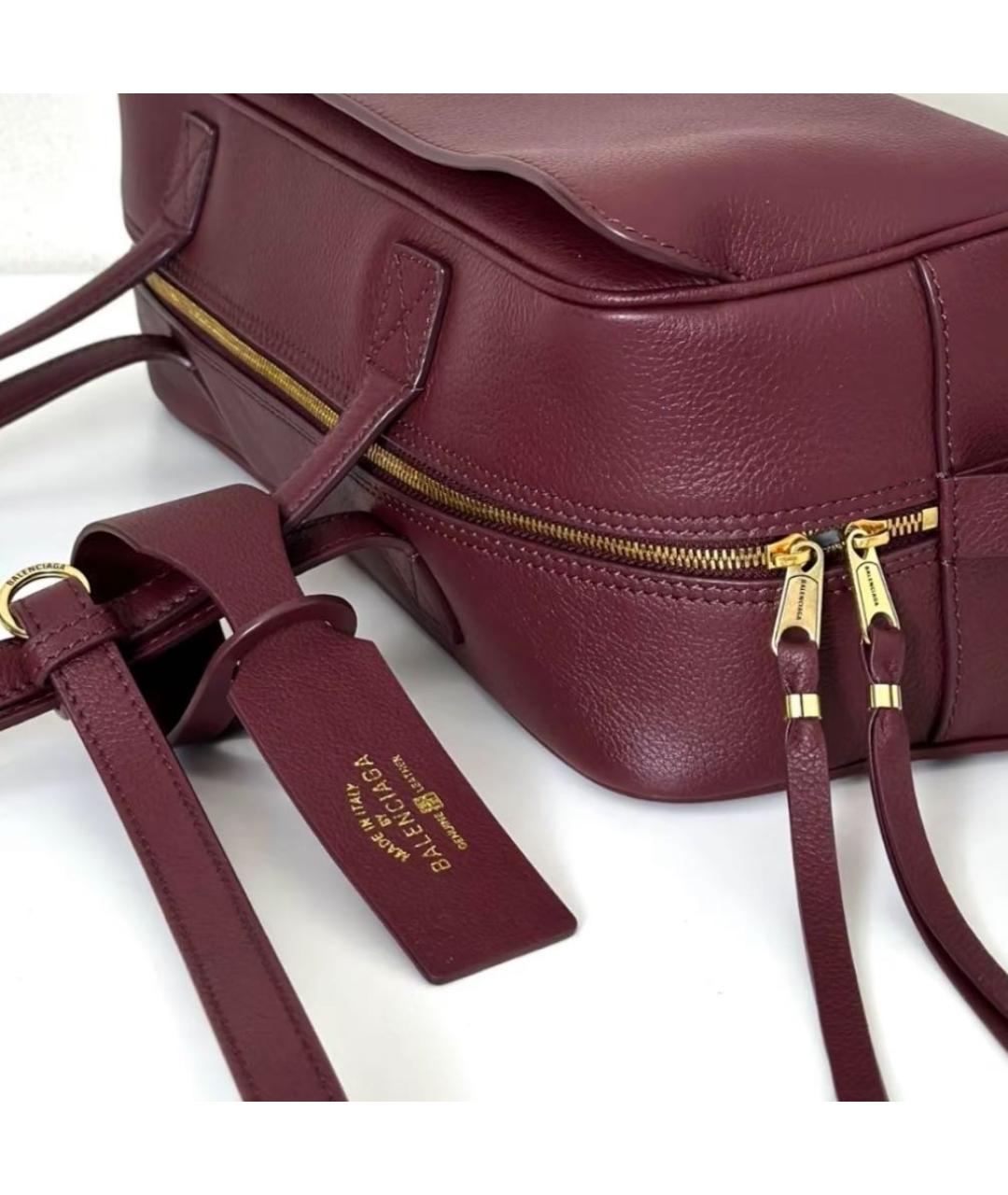 BALENCIAGA Бордовая кожаная сумка с короткими ручками, фото 6