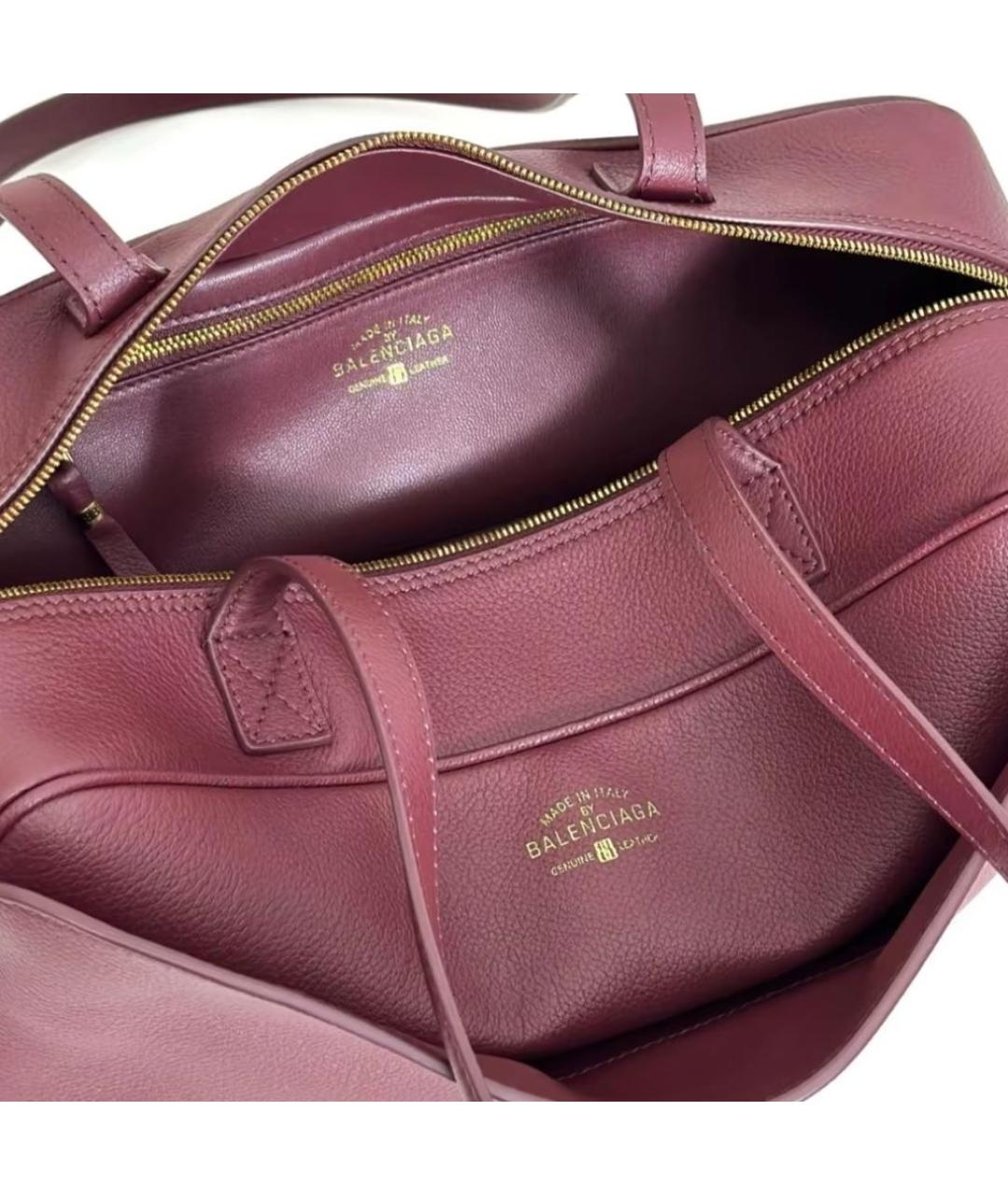 BALENCIAGA Бордовая кожаная сумка с короткими ручками, фото 5