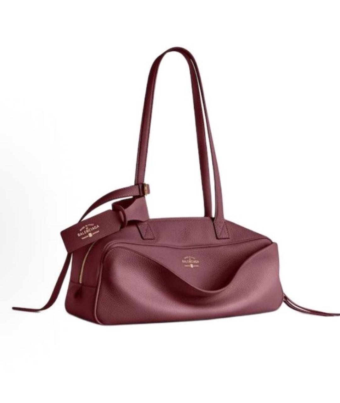 BALENCIAGA Бордовая кожаная сумка с короткими ручками, фото 2
