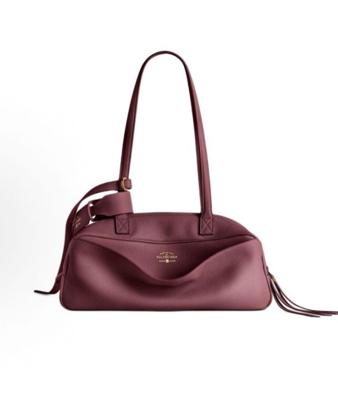 BALENCIAGA Бордовая кожаная сумка с короткими ручками, фото 8
